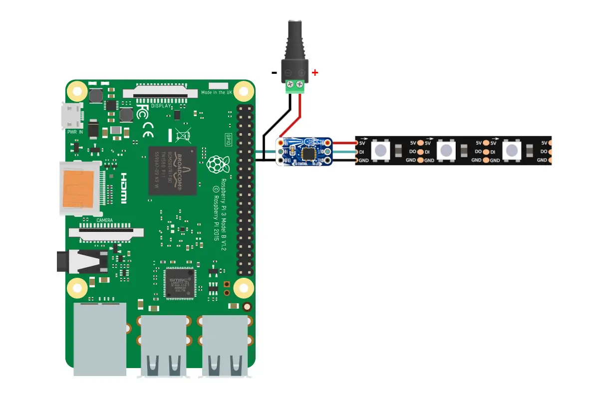 Connecting Raspberry PI to 5V WS2812 with Helios 3P1C