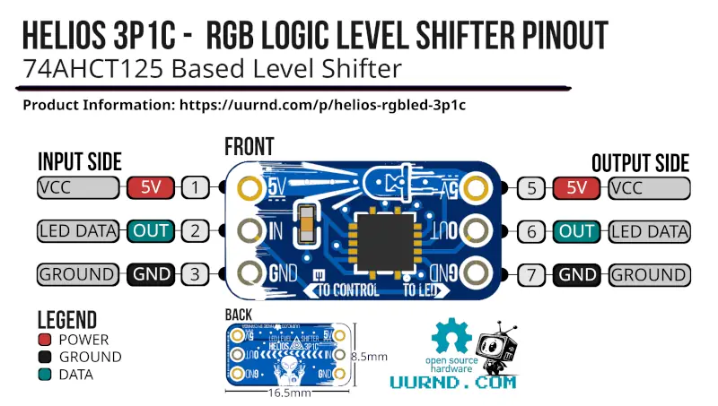 Pinout Data for Helios 3P1C Logic Level Shifter