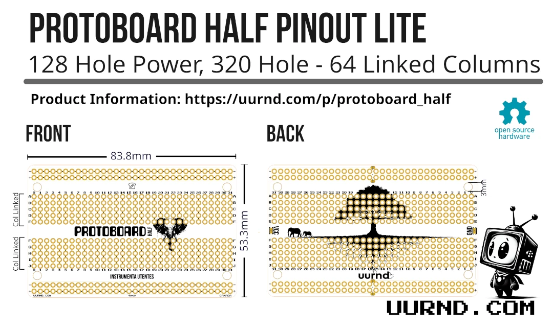 The protoboard half can be used to determine the internal electrical connections