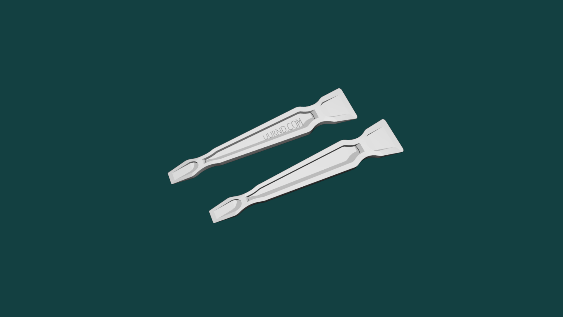 3D Render of a Double Sided Solder Paste Trowel Spreader on a Cyan Background